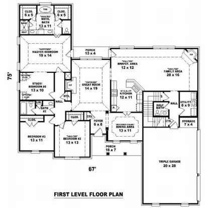 Floorplan 1 for House Plan #053-01909