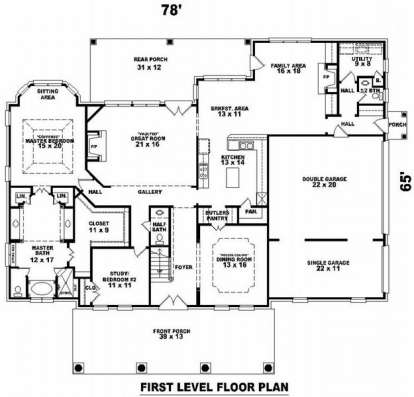 Floorplan 1 for House Plan #053-01911