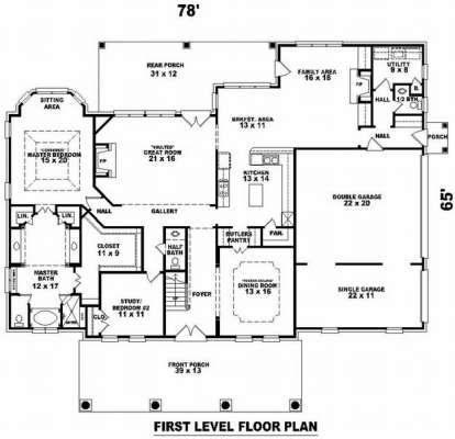 Floorplan 1 for House Plan #053-01913