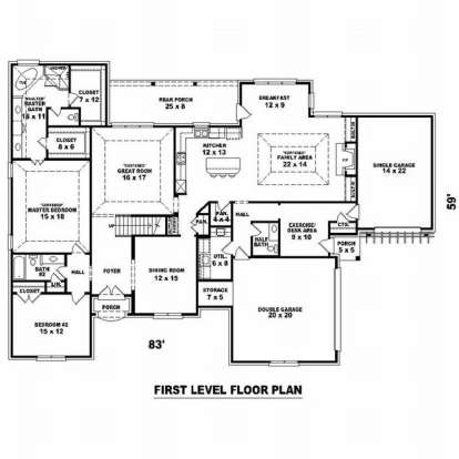 Floorplan 1 for House Plan #053-01921