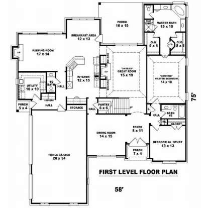 Floorplan 1 for House Plan #053-01927
