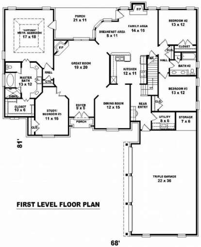Floorplan 1 for House Plan #053-01928