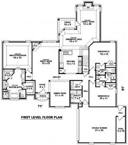 Floorplan 1 for House Plan #053-01931