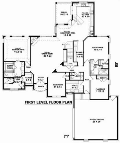 Floorplan 1 for House Plan #053-01932