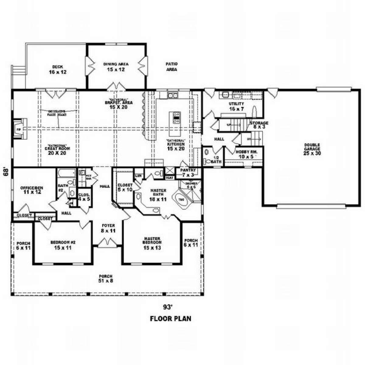 Floorplan 1 for House Plan #053-01943