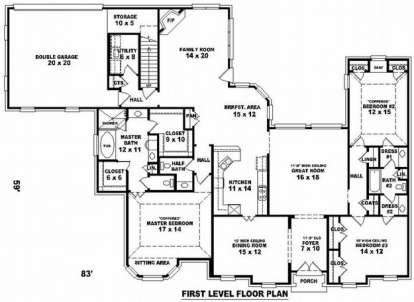 Floorplan 1 for House Plan #053-01946