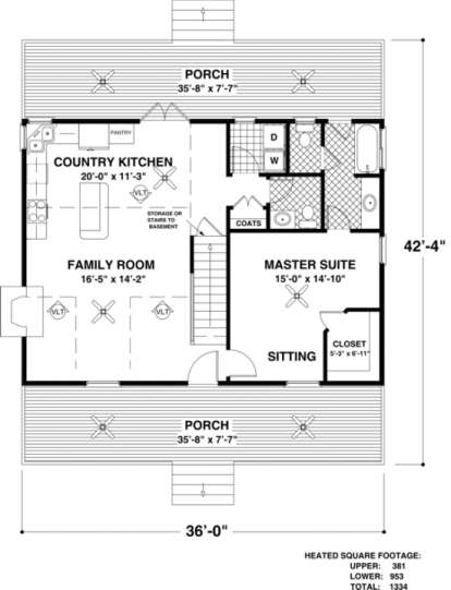 First Floor for House Plan #036-00020