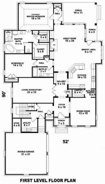 Floorplan 1 for House Plan #053-01949