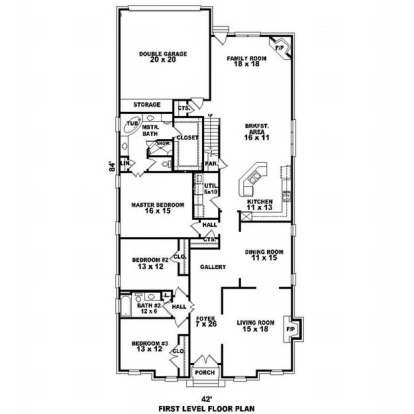 Floorplan 1 for House Plan #053-01950