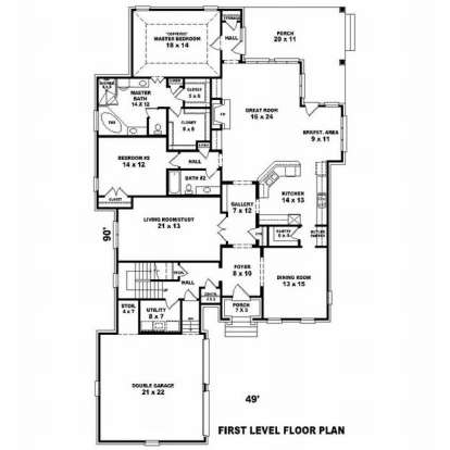Floorplan 1 for House Plan #053-01952