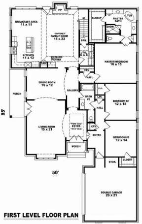 Floorplan 1 for House Plan #053-01954