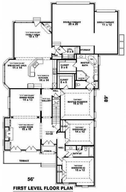 Floorplan 1 for House Plan #053-01956
