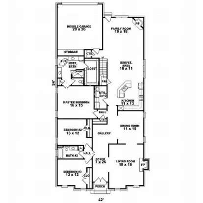 Floorplan 1 for House Plan #053-01957