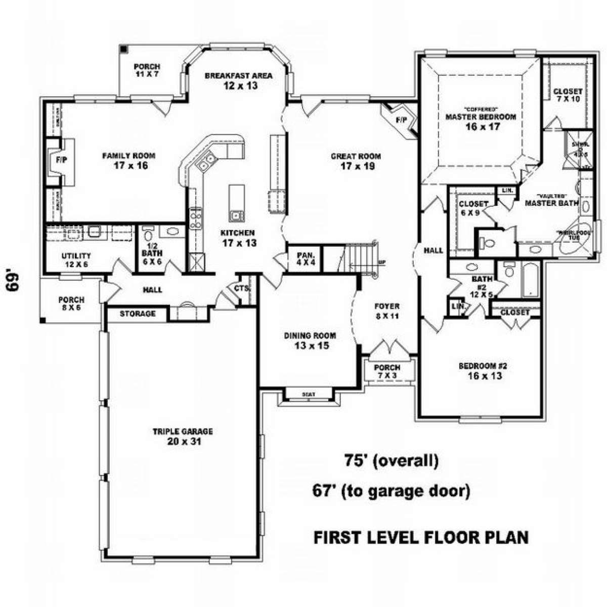 Floorplan 1 for House Plan #053-01973