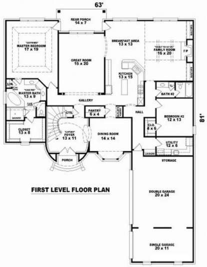 Floorplan 1 for House Plan #053-01974