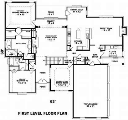 Floorplan 1 for House Plan #053-01975