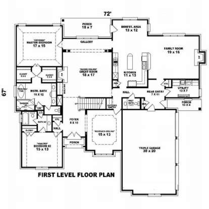 Floorplan 1 for House Plan #053-01977