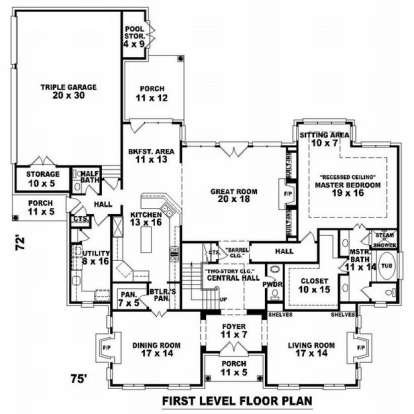 Floorplan 1 for House Plan #053-01982