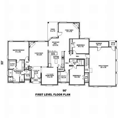 Floorplan 1 for House Plan #053-01988