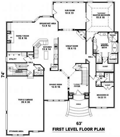 Floorplan 1 for House Plan #053-01990