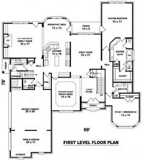 Floorplan 1 for House Plan #053-01991