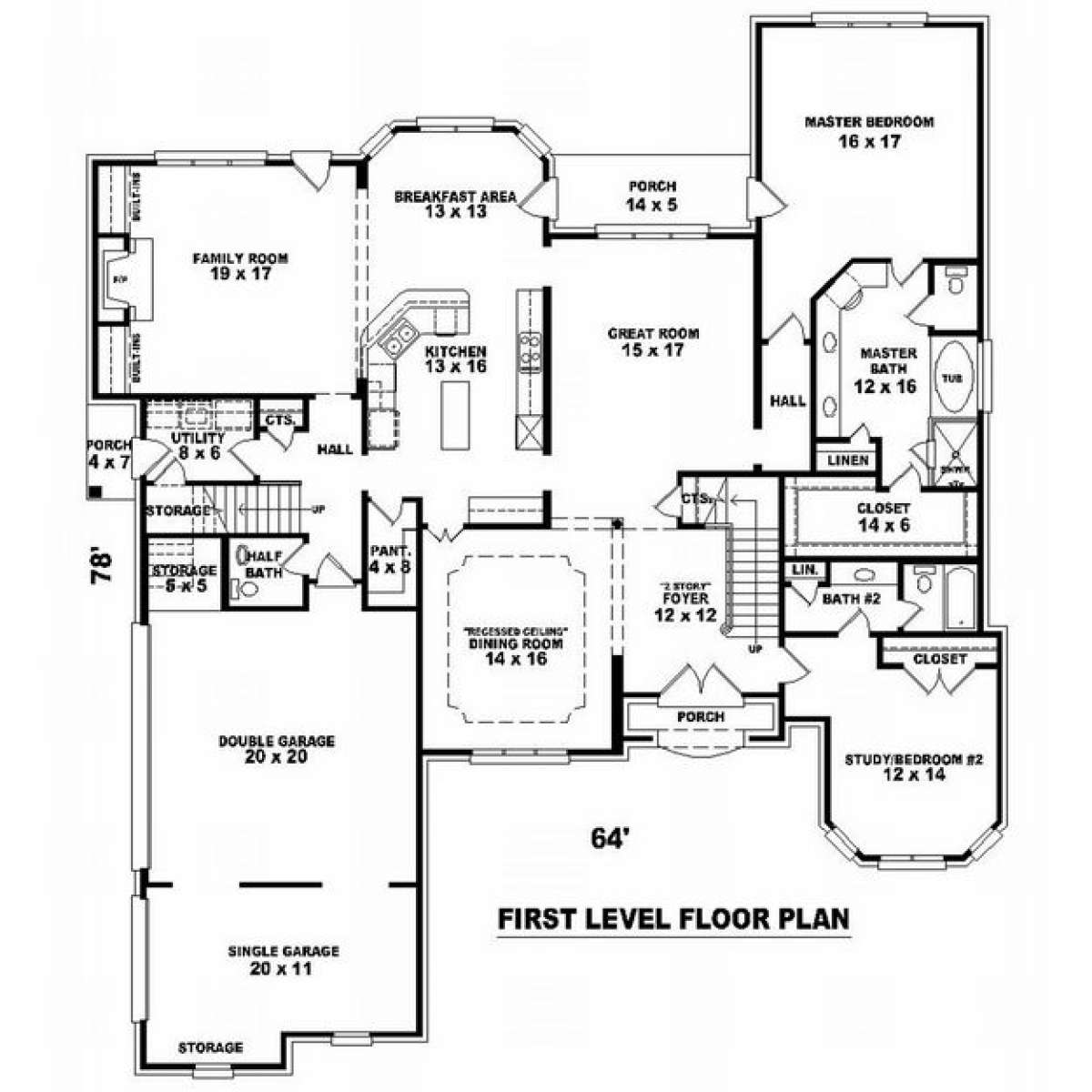 Floorplan 1 for House Plan #053-01992