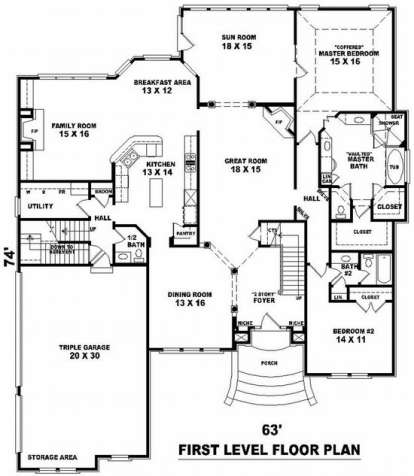 Floorplan 1 for House Plan #053-01995