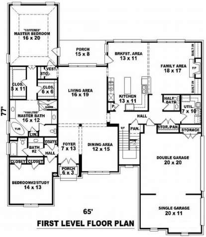 Floorplan 1 for House Plan #053-02000