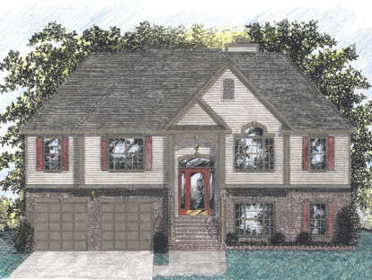 Split Foyer House Plan #036-00024 Elevation Photo