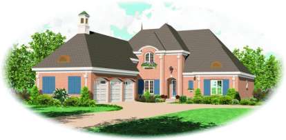 European House Plan #053-02028 Elevation Photo