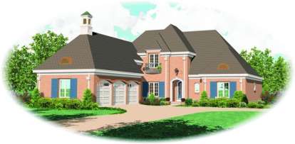 European House Plan #053-02029 Elevation Photo