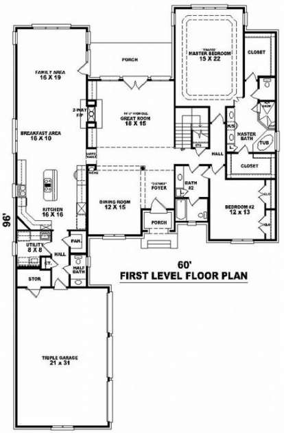 Floorplan 1 for House Plan #053-02029