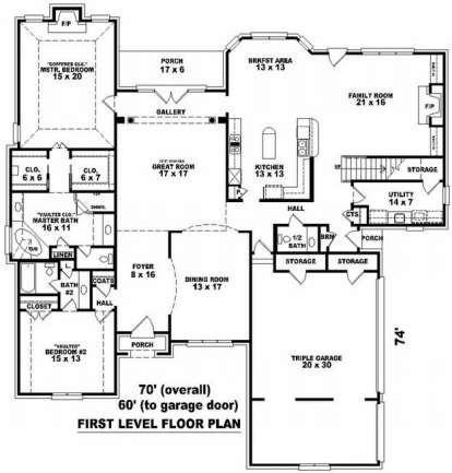 Floorplan 1 for House Plan #053-02039