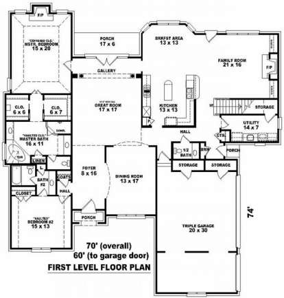 Floorplan 1 for House Plan #053-02043