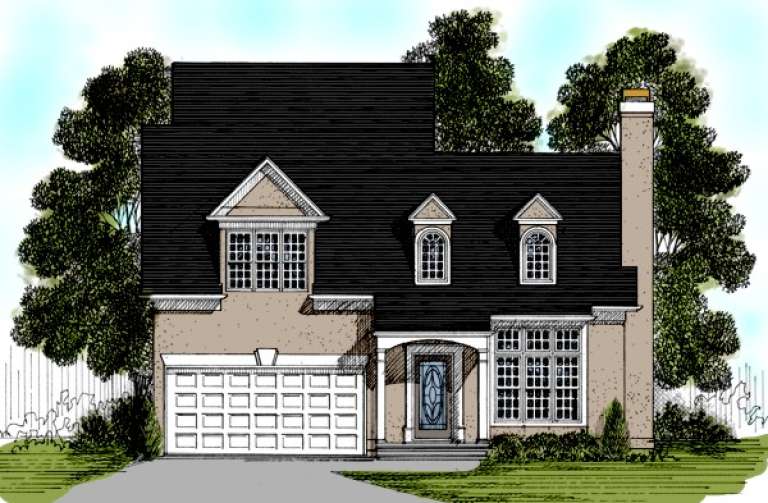 Narrow Lot House Plan #036-00027 Elevation Photo