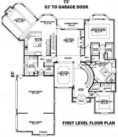 Floorplan 1 for House Plan #053-02056