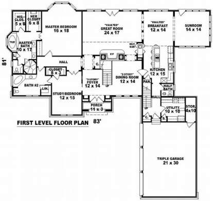 Floorplan 1 for House Plan #053-02058