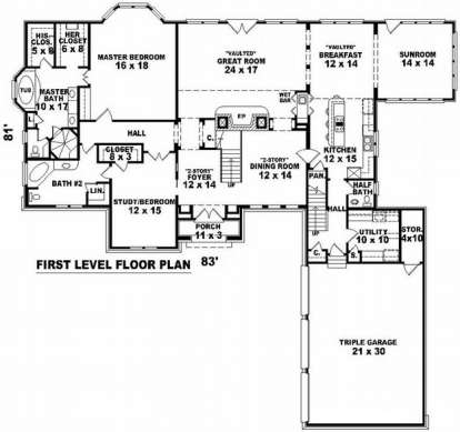 Floorplan 1 for House Plan #053-02059