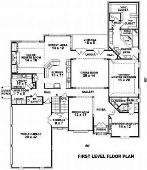 Floorplan 1 for House Plan #053-02064