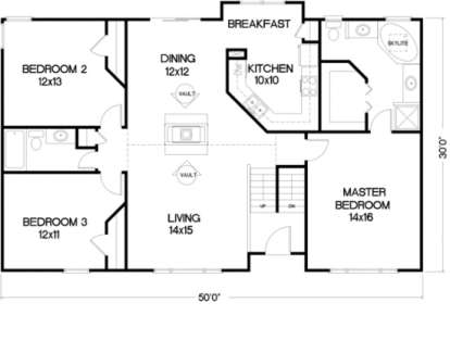 Main Floor for House Plan #036-00029