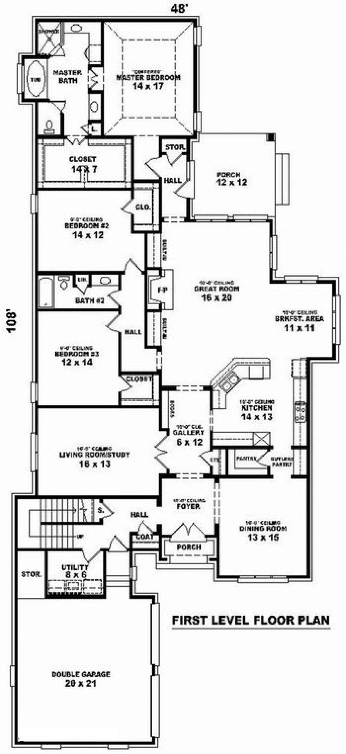 Floorplan 1 for House Plan #053-02069