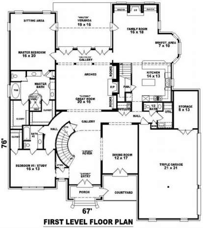 Floorplan 1 for House Plan #053-02084