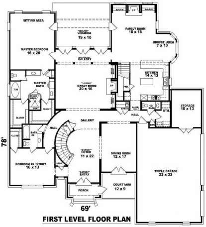 Floorplan 1 for House Plan #053-02085