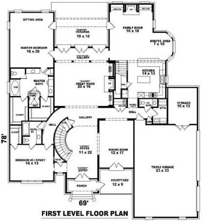 Floorplan 1 for House Plan #053-02096