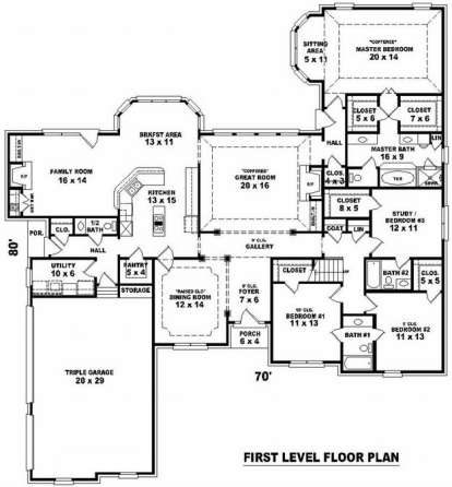 Floorplan 1 for House Plan #053-02102