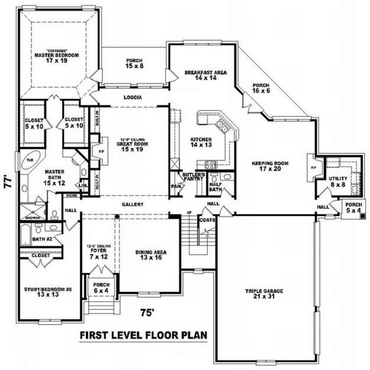 Floorplan 1 for House Plan #053-02107