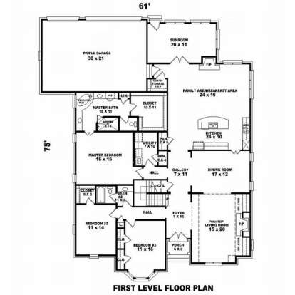 Floorplan 1 for House Plan #053-02108