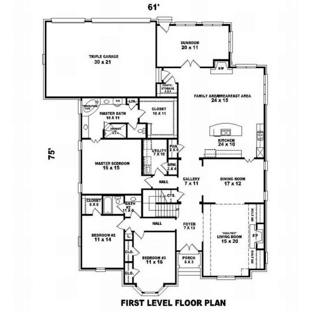 Floorplan 1 for House Plan #053-02109