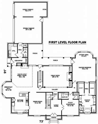 Floorplan 1 for House Plan #053-02115