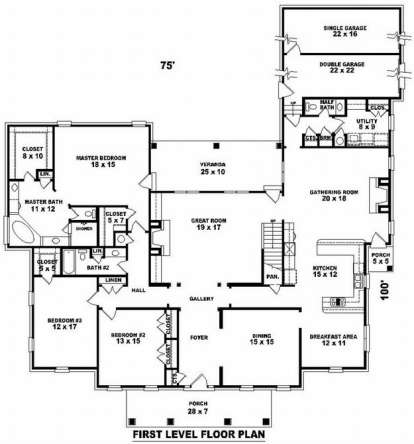 Floorplan 1 for House Plan #053-02117